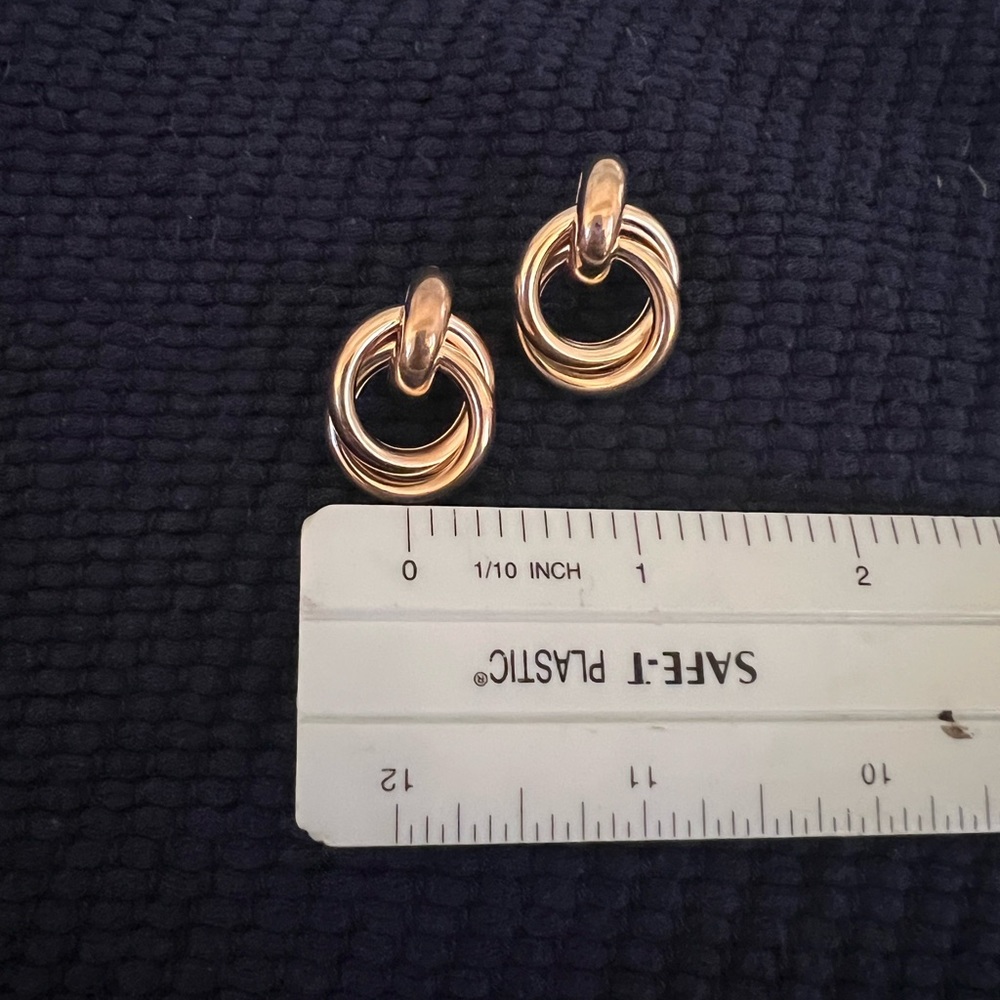 Rose Gold Tone Dbl Loop Earrings-Tarnish and Nickel Free